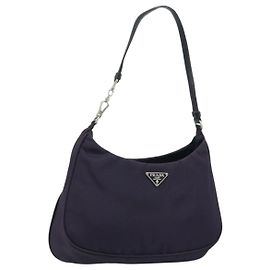 PRADA Accessory Pouch Nylon Purple Silver Auth LNZ663