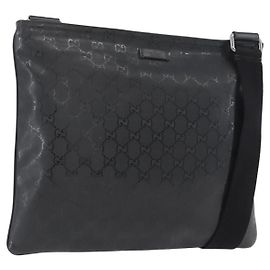 GUCCI GG Implementation Shoulder Bag PVC Black Silver 201446 Auth ka3440