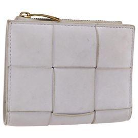 BOTTEGA VENETA INTRECCIATO Bifold Wallet Leather Purple Gold Auth bs34168