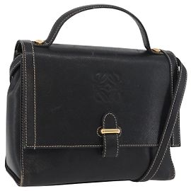 Borsa Anagram in pelle LOEWE 2 in 1 Nera Oro Auth ARZ441