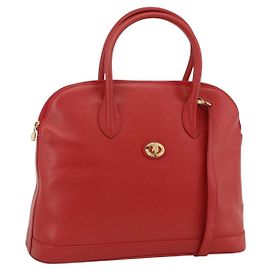 Borsa a mano Burberrys in pelle 2 vie rossa e oro Auth AMZ371
