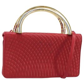 BALLY Borsa a Mano in Pelle 2 vie Rossa Oro Auth YKZ519A