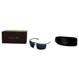 Céline Occhiali da sole senza montatura Vintage Celine Paris Argento Blu