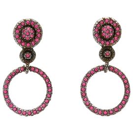Christian Dior Pink Rhinestone Drop Earrings