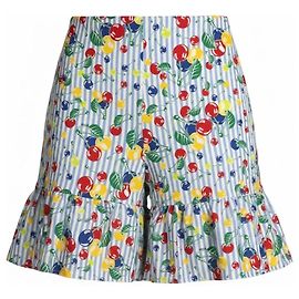 Gucci Shorts in Elfenbein / Azur mit mehrfarbigem Kirschdruck