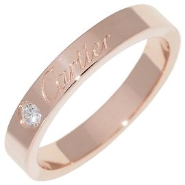 Anello in oro rosa con diamante C de Cartier Au750 Taglia 48