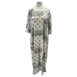Autre Marque Abito con paillettes in stampa bandana bianco e blu