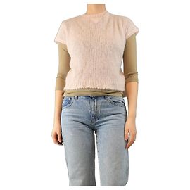 Prada Rosa und braunes Strickoberteil-Set - Größe UK 10