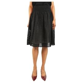 Falda midi de broderie anglaise marrón - talla UK 6 - Prada