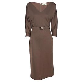 Braunes Jersey-Kleid von Fendi mit FF-Schnallen-Gürtel
