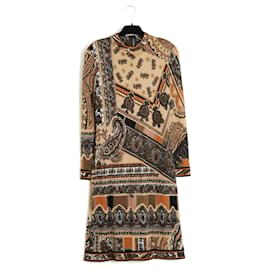 Leonard circa 1990 Boteh Druck Wollkleid FR38 UK10 US8