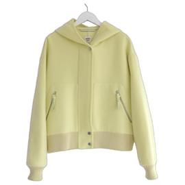 Hoodie aus doppelt gefaltetem Kaschmir in Acid Yellow von Hermès