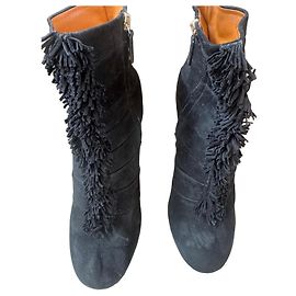 Stivaletti Gucci in camoscio nero con frange