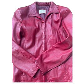 Autre Marque Rote Leder biker Jacke