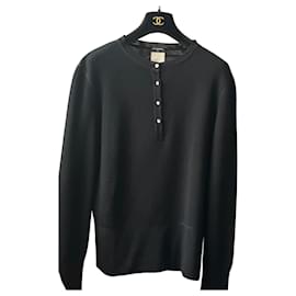 Chanel Polo Pullover aus schwarzem Kaschmir