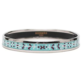 Bracelet en émail étroit à pétales de fleurs bleues Hermès 62