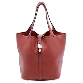 Hermès Picotin Lock 22 in Pelle Clemence Rossa