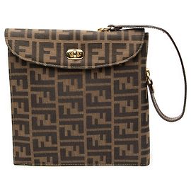 Borsa a mano in tela Zucca marrone Fendi