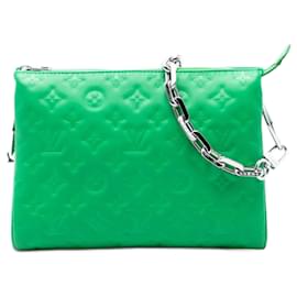 Coussin PM in agnello trapuntato verde con monogramma in rilievo Louis Vuitton