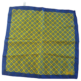 Foulard in seta Givenchy blu e giallo motivo geometrico