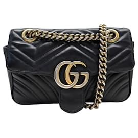GUCCI SUPER MINI GG MARMONT HANDBAG 476433 LEATHER CROSSBODY HAND
