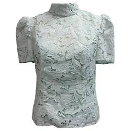 Zimmermann Natura Hochkragen-Spitzenbluse aus Mintgrünem Polyester