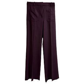 Victoria Beckham Alina Hochbundhose aus burgunderfarbenem Polyester