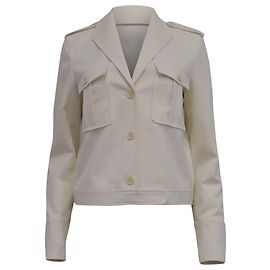 Theory Button-Down Cropped Jacke aus weißer Wolle