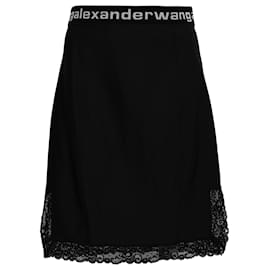Schwarz Polyamid Rock mit Spitzenbesatz T von Alexander - Alexander Wang