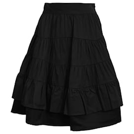 Falda Mini con Volantes Sandro en Algodón Negro