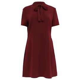  Theory Tie-Neck Mini Dress in Burgundy Triacetate
