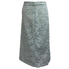 Gonna midi in poliestere verde menta con dettagli in pizzo Zimmermann
