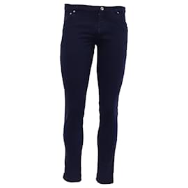 Niedrig geschnittene Skinny Jeans aus navyblauem Baumwollstoff von Brunello Cucinelli