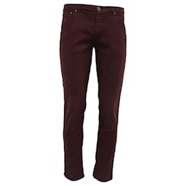 Burgunderfarbene Low-Rise Skinny Jeans aus Baumwolle von Brunello Cucinelli