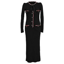 Self portrait Vestido Midi de Punto Self-Portrait en Algodón Negro