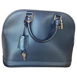 Borsa Louis Vuitton Alma in pelle epi blu navy