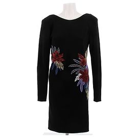 Balmain Schwarzes, besticktes Kleid mit offenem Rücken