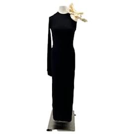 Autre Marque Langes schwarzes Kleid mit Blume