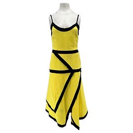 JW Anderson Abito lungo giallo e nero in lino