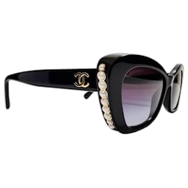Chanel Cat Eyes Sonnenbrille schwarz mit Perlen - 5481-H-A c.622/S6