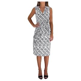 Vestido midi cruzado Dries Van Noten con estampado floral azul y blanco