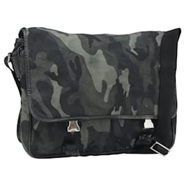 Borsa a Spalla PRADA in Nylon Khaki Argento Autentica bs33935