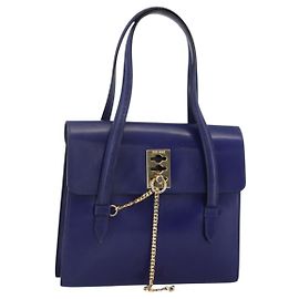 Céline CELINE Handtasche aus Leder hellblau gold Auth BAZ584A