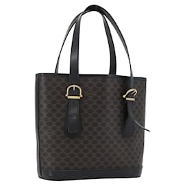 Céline CELINE Macadam Canvas Tote Bag aus PVC-Leder in Schwarz und Gold Auth LNZ687