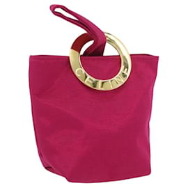 Pochette Circolare CÉLINE Nylon Rosa Oro Auth SW2195A