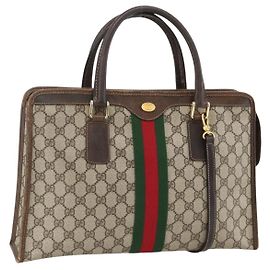 Borsa a mano GUCCI GG Supreme Web Sherry Line PVC Rosso Beige 010 378 Auth AMZ345