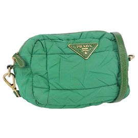 Borsa a Spalla PRADA Nylon Verde Oro Auth LNZ781