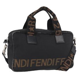 FENDI Handtasche Nylon 2-in-1 Schwarz Silber Authentisch ka3439