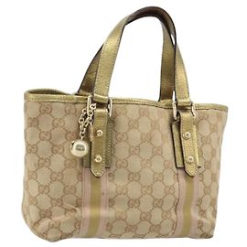 Borsa a mano Gucci GG Canvas Sherry Line Beige Oro 139261 Auth BA11705