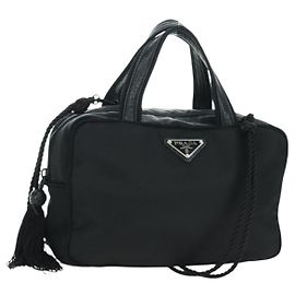 PRADA Fransen-Handtasche aus Nylon 2-in-1 Schwarz BL0916 Auth am11097V
